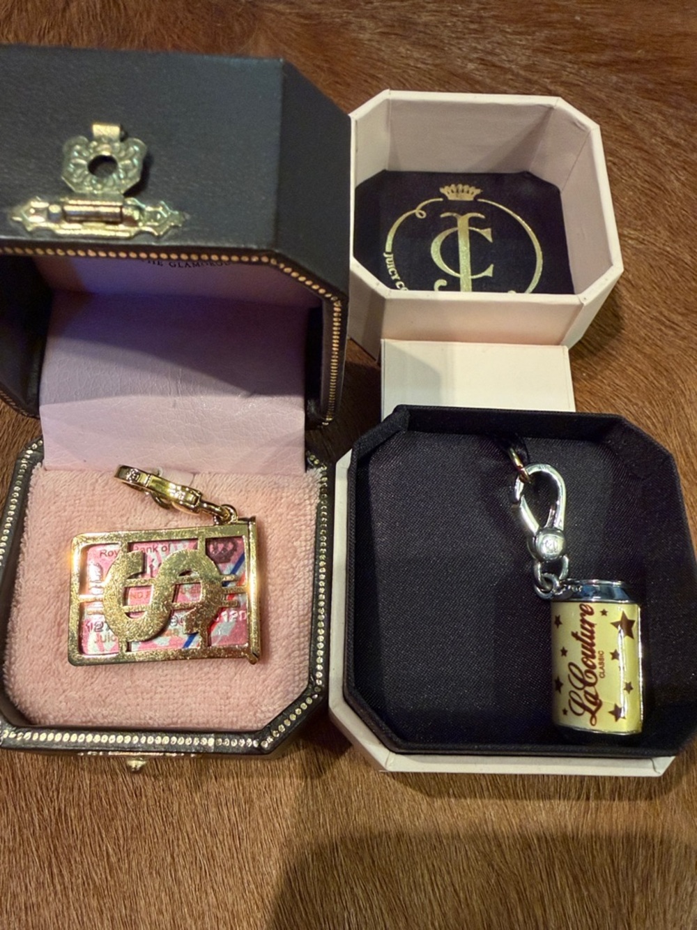 Vintage Y2K Juicy couture credit card and can charms for charm bracelet/necklace